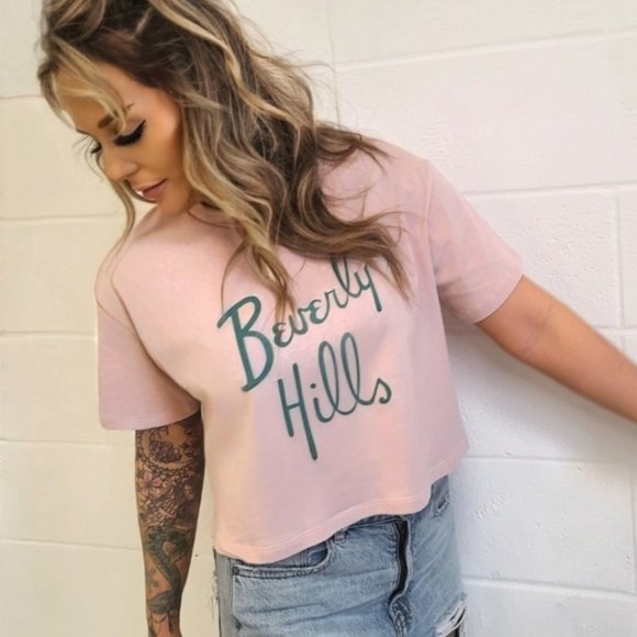 Pink and Green Beverly Hills Cropped Tee - Picture 6 of 6